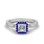 Load image into Gallery viewer, hand-engraved-vintage-asscher-diamond-engagement-ring-with-sapphire-halo-in-white-gold-FD8588ASRGSABL-NL-WG_fa3b1572-a909-46a1-bb72-0208bdcea111?v=1757589527
