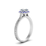 Load image into Gallery viewer, hand-engraved-vintage-asscher-diamond-engagement-ring-with-sapphire-halo-in-white-gold-FD8588ASRGSABLANGLE2-NL-WG?v=1757588472
