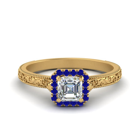 hand-engraved-vintage-asscher-diamond-engagement-ring-with-sapphire-halo-in-yellow-gold-FD8588ASRGSABL-NL-YG?v=1757588474