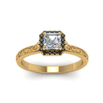 Load image into Gallery viewer, hand-engraved-vintage-asscher-engagement-ring-with-black-diamond-halo-in-yellow-gold-FD8588ASRGBLACKANGLE5-NL-YG?v=1757678067
