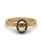 Load image into Gallery viewer, hand-engraved-vintage-semi-mount-engagement-ring-with-black-diamond-halo-in-yellow-gold-FD8588SMRGBLACK-NL-YG?v=1757589037
