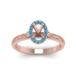 Load image into Gallery viewer, hand-engraved-vintage-semi-mount-engagement-ring-with-blue-topaz-halo-in-rose-gold-FD8588SMRGICBLTOANGLE5-NL-RG?v=1757589034

