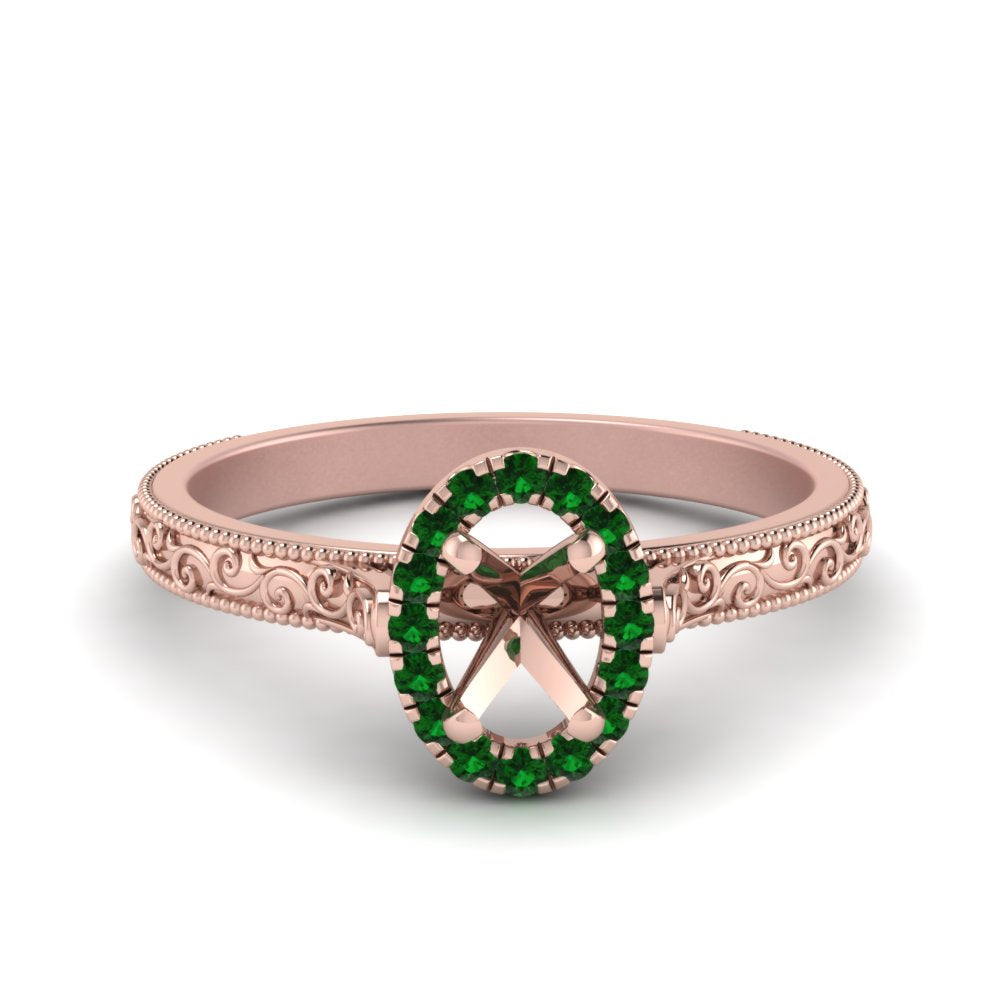 hand-engraved-vintage-semi-mount-engagement-ring-with-emerald-halo-in-rose-gold-FD8588SMRGEMGR-NL-RG?v=1757589034