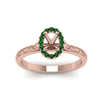 Load image into Gallery viewer, hand-engraved-vintage-semi-mount-engagement-ring-with-emerald-halo-in-rose-gold-FD8588SMRGEMGRANGLE5-NL-RG?v=1757589033
