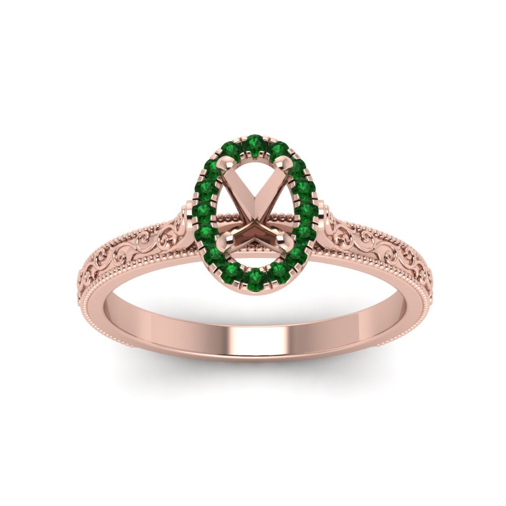 hand-engraved-vintage-semi-mount-engagement-ring-with-emerald-halo-in-rose-gold-FD8588SMRGEMGRANGLE5-NL-RG?v=1757589033