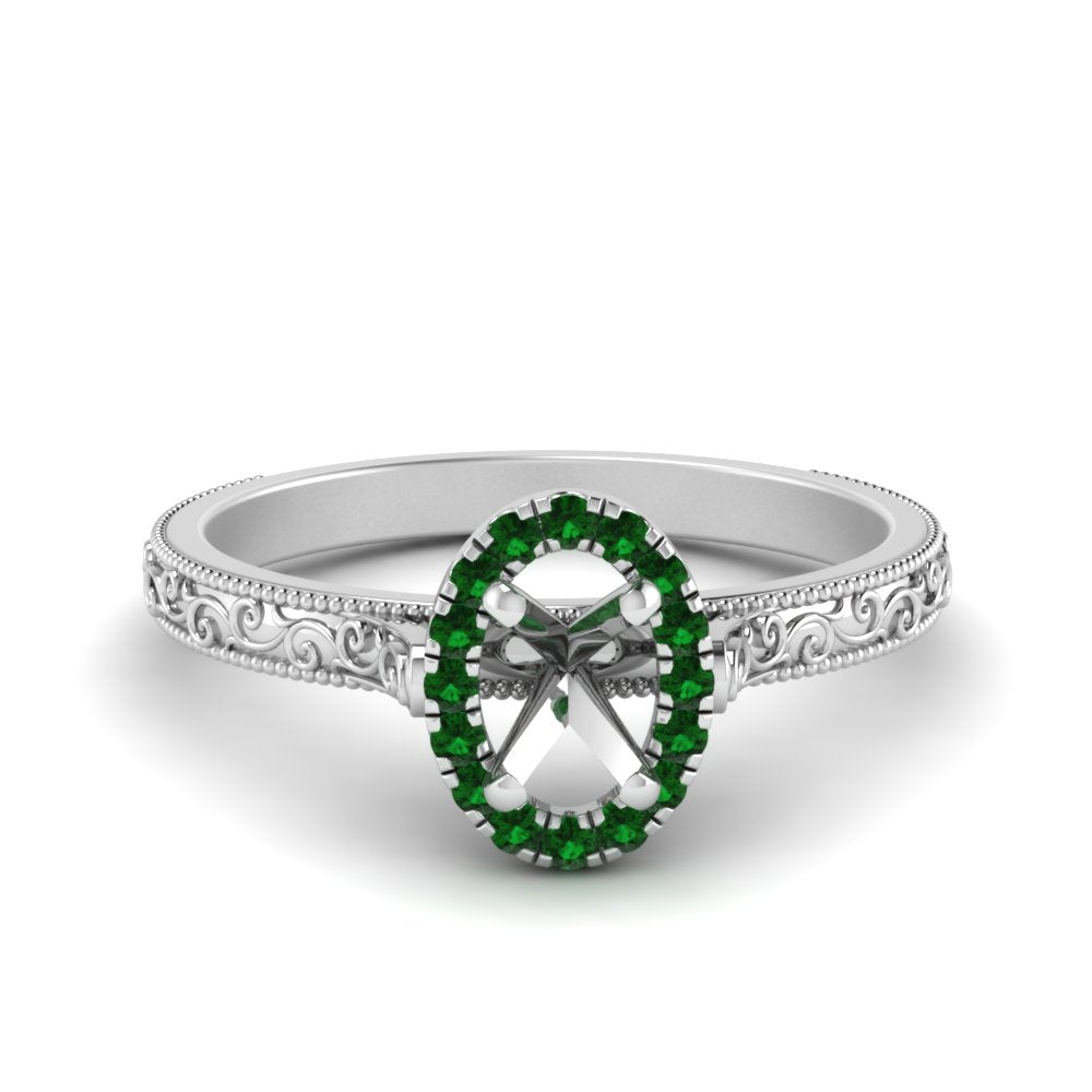 hand-engraved-vintage-semi-mount-engagement-ring-with-emerald-halo-in-white-gold-FD8588SMRGEMGR-NL-WG?v=1757589034