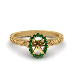 Load image into Gallery viewer, hand-engraved-vintage-semi-mount-engagement-ring-with-emerald-halo-in-yellow-gold-FD8588SMRGEMGR-NL-YG?v=1757589034
