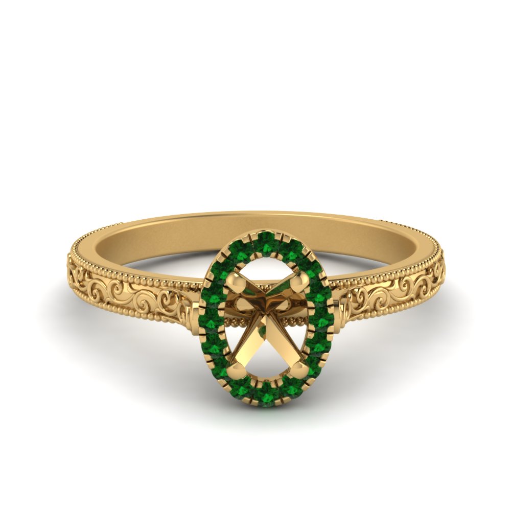 hand-engraved-vintage-semi-mount-engagement-ring-with-emerald-halo-in-yellow-gold-FD8588SMRGEMGR-NL-YG?v=1757589034