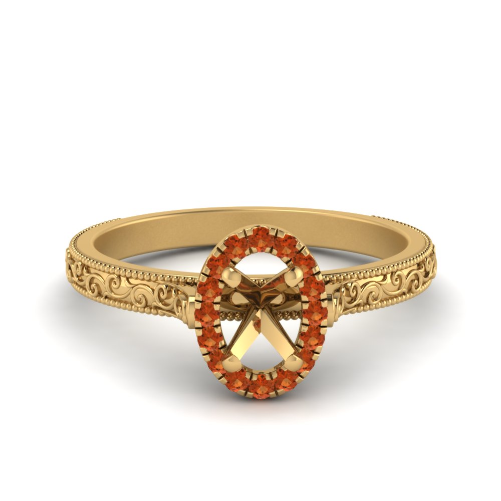 hand-engraved-vintage-semi-mount-engagement-ring-with-orange-sapphire-halo-in-yellow-gold-FD8588SMRGSAOR-NL-YG?v=1757589033