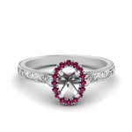 Load image into Gallery viewer, hand-engraved-vintage-semi-mount-engagement-ring-with-pink-sapphire-halo-in-white-gold-FD8588SMRGSADRPI-NL-WG?v=1757589033
