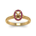 Load image into Gallery viewer, hand-engraved-vintage-semi-mount-engagement-ring-with-pink-sapphire-halo-in-yellow-gold-FD8588SMRGSADRPIANGLE5-NL-YG?v=1757589034
