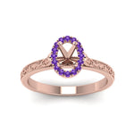 Load image into Gallery viewer, hand-engraved-vintage-semi-mount-engagement-ring-with-purple-topaz-halo-in-rose-gold-FD8588SMRGVITOANGLE5-NL-RG?v=1757589034
