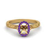 Load image into Gallery viewer, hand-engraved-vintage-semi-mount-engagement-ring-with-purple-topaz-halo-in-yellow-gold-FD8588SMRGVITO-NL-YG?v=1757589034
