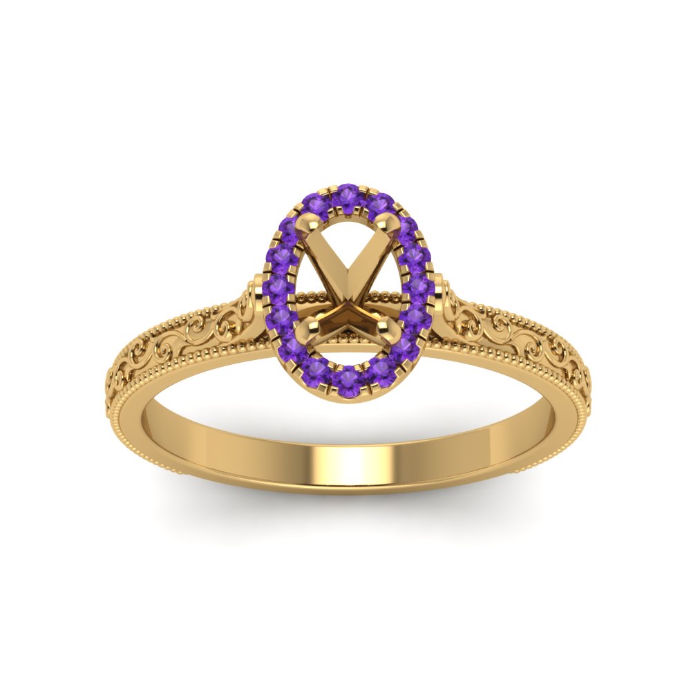 hand-engraved-vintage-semi-mount-engagement-ring-with-purple-topaz-halo-in-yellow-gold-FD8588SMRGVITOANGLE5-NL-YG?v=1757589034