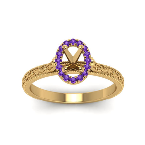 hand-engraved-vintage-semi-mount-engagement-ring-with-purple-topaz-halo-in-yellow-gold-FD8588SMRGVITOANGLE5-NL-YG?v=1757589034