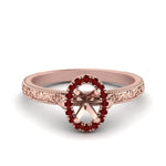 Load image into Gallery viewer, hand-engraved-vintage-semi-mount-engagement-ring-with-ruby-halo-in-rose-gold-FD8588SMRGRUDR-NL-RG?v=1757589034
