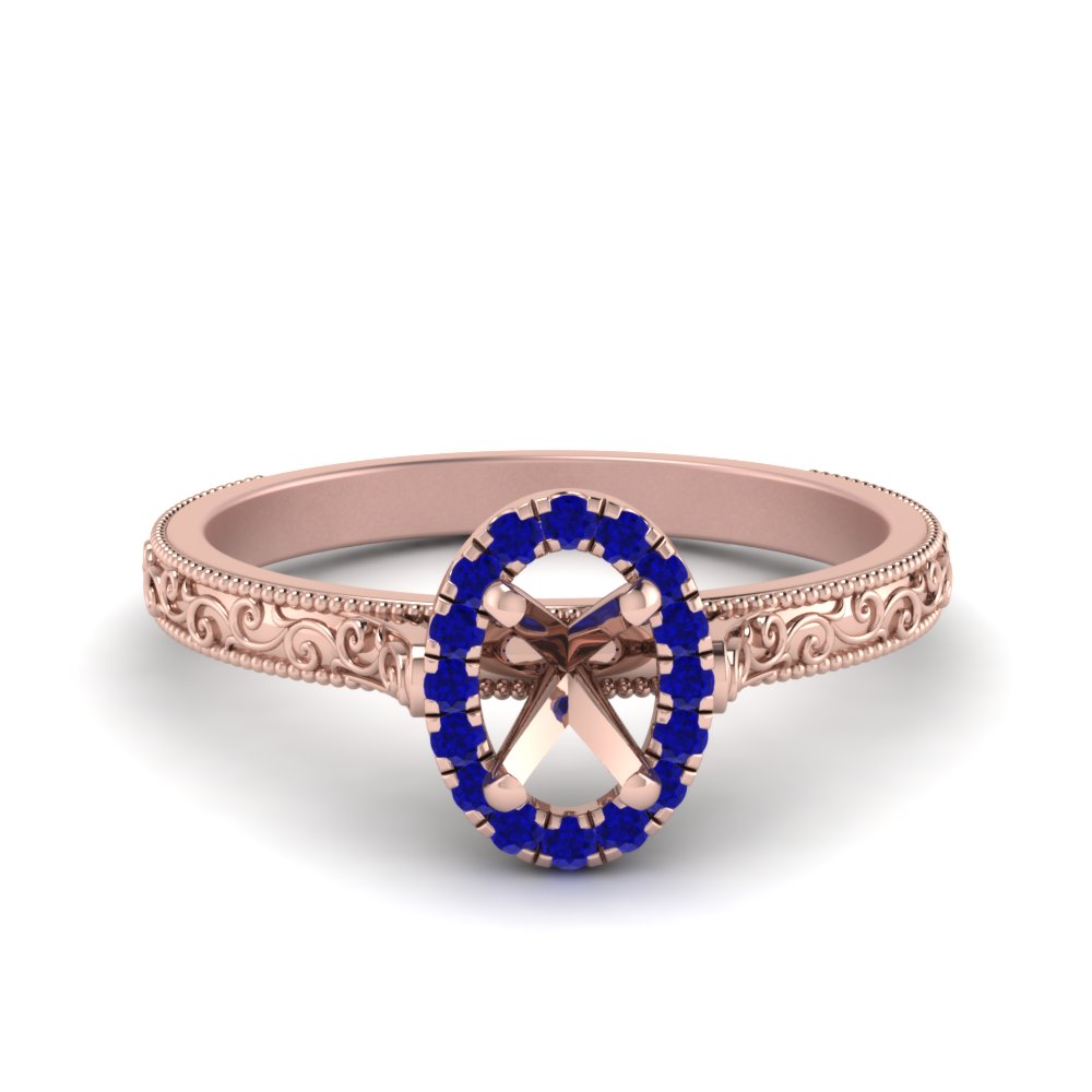 hand-engraved-vintage-semi-mount-engagement-ring-with-sapphire-halo-in-rose-gold-FD8588SMRGSABL-NL-RG?v=1757589034