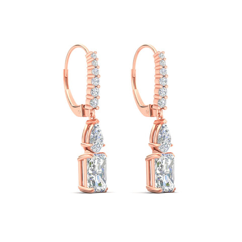 Radiant And Pear Cut Diamond Dangle Drop Earrings