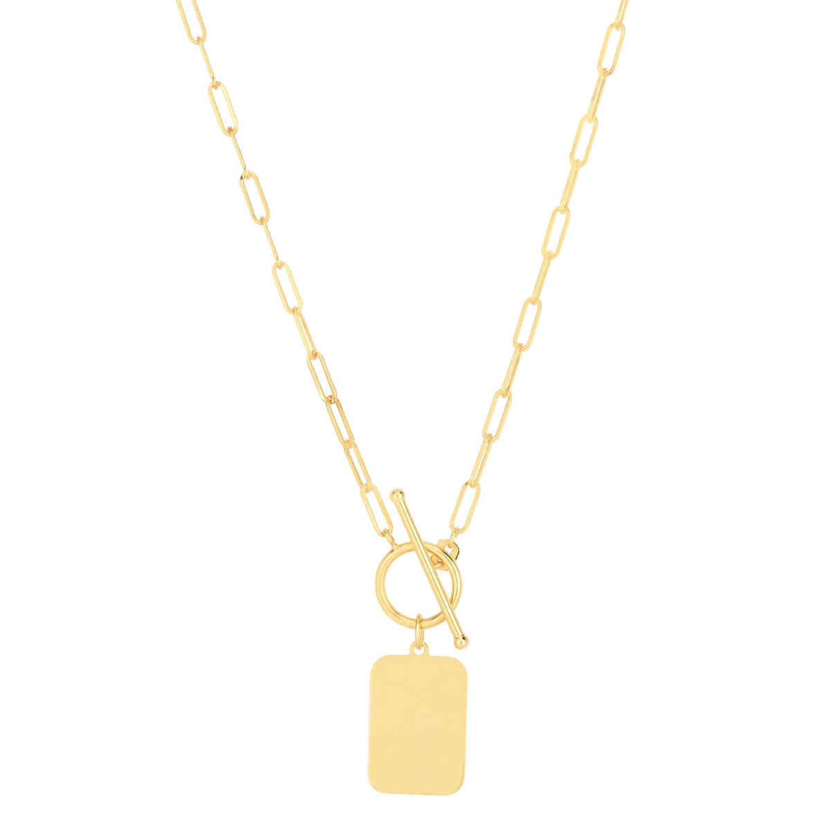 18 Inch Paperclip Tag Toggle Necklace