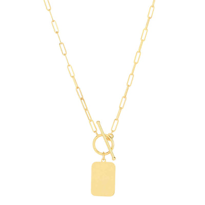 18 Inch Paperclip Tag Toggle Necklace