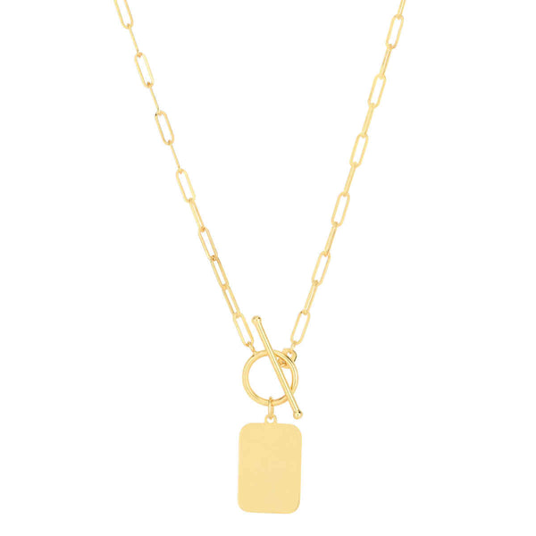 18 Inch Paperclip Tag Toggle Necklace