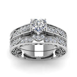 Load image into Gallery viewer, heart-cut-antique-filigree-wedding-ring-set-in-white-gold-FDENS3543HTANGLE5-NL-WG
