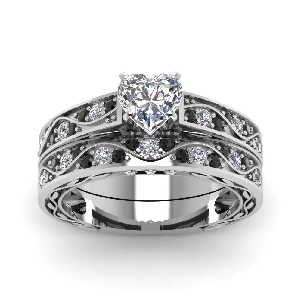 heart-cut-antique-filigree-wedding-ring-set-with-black-diamond-in-white-gold-FDENS3543HTGBLACKANGLE5-NL-WG