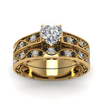 Load image into Gallery viewer, heart-cut-antique-filigree-wedding-ring-set-with-black-diamond-in-yellow-gold-FDENS3543HTGBLACKANGLE5-NL-YG
