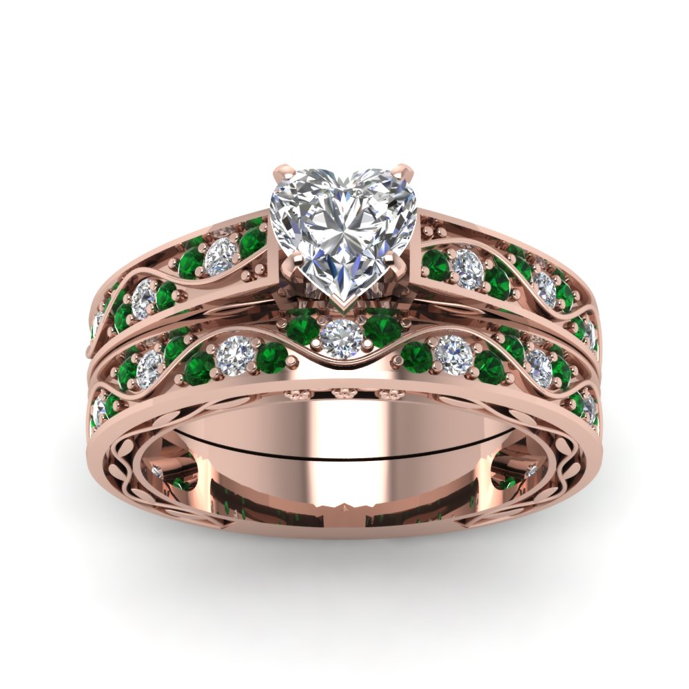 heart-cut-antique-filigree-wedding-ring-set-with-emerald-in-rose-gold-FDENS3543HTGEMGRANGLE5-NL-RG