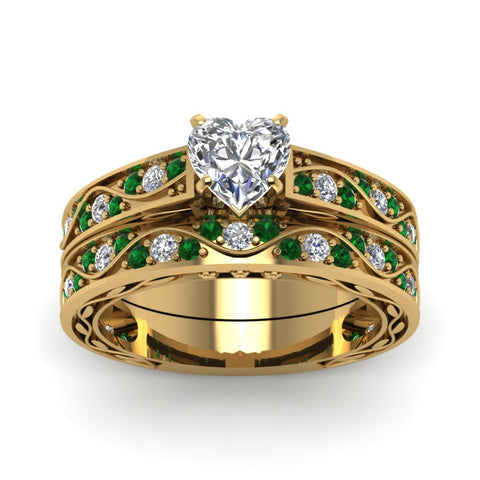 heart-cut-antique-filigree-wedding-ring-set-with-emerald-in-yellow-gold-FDENS3543HTGEMGRANGLE5-NL-YG