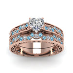 Load image into Gallery viewer, heart-cut-antique-filigree-wedding-ring-set-with-ice-blue-topaz-in-rose-gold-FDENS3543HTGICBLTOANGLE5-NL-RG
