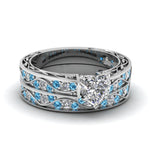 Load image into Gallery viewer, heart-cut-antique-filigree-wedding-ring-set-with-ice-blue-topaz-in-white-gold-FDENS3543HTGICBLTO-NL-WG
