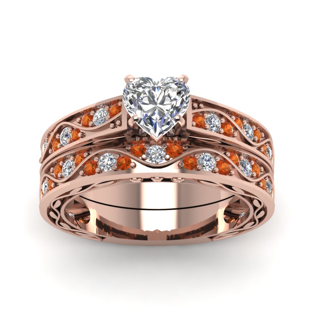 heart-cut-antique-filigree-wedding-ring-set-with-orange-sapphire-in-rose-gold-FDENS3543HTGSAORANGLE5-NL-RG