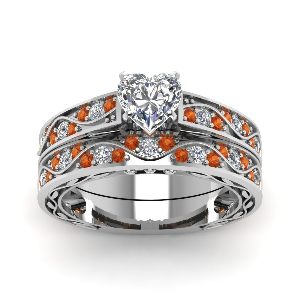 heart-cut-antique-filigree-wedding-ring-set-with-orange-sapphire-in-white-gold-FDENS3543HTGSAORANGLE5-NL-WG