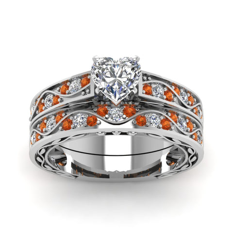 heart-cut-antique-filigree-wedding-ring-set-with-orange-sapphire-in-white-gold-FDENS3543HTGSAORANGLE5-NL-WG
