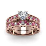 Load image into Gallery viewer, heart-cut-antique-filigree-wedding-ring-set-with-pink-sapphire-in-rose-gold-FDENS3543HTGSADRPIANGLE5-NL-RG

