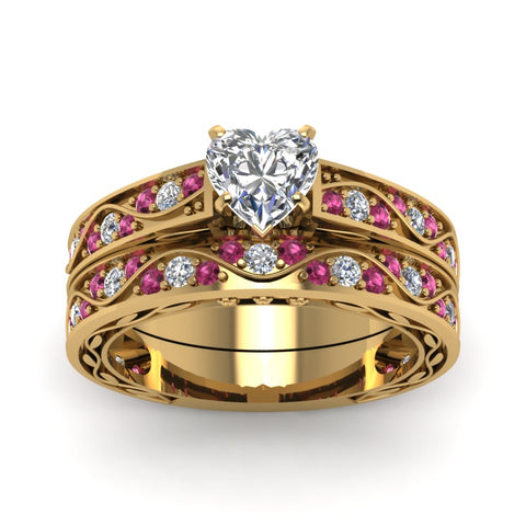 heart-cut-antique-filigree-wedding-ring-set-with-pink-sapphire-in-yellow-gold-FDENS3543HTGSADRPIANGLE5-NL-YG