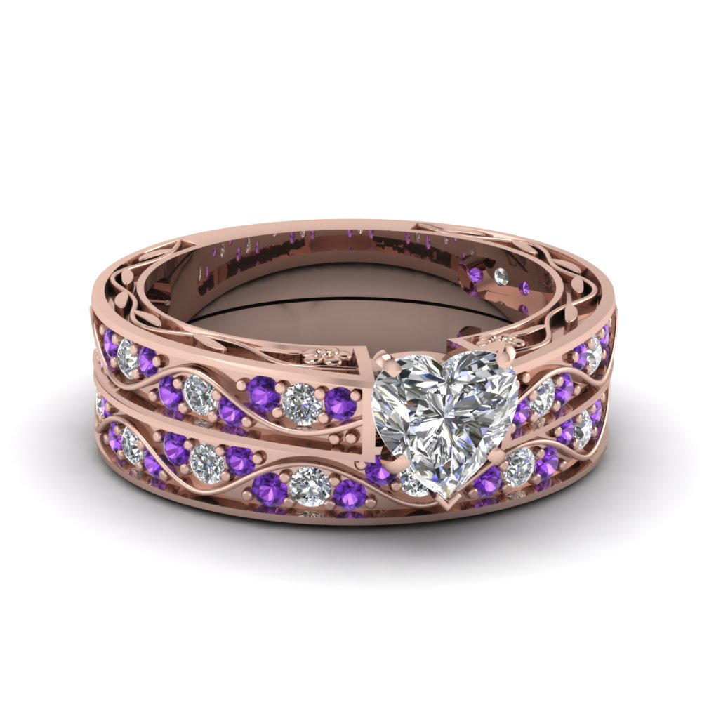 heart-cut-antique-filigree-wedding-ring-set-with-purple-amethyst-in-rose-gold-FDENS3543HTGVITO-NL-RG
