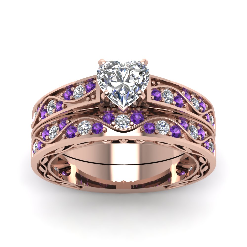 heart-cut-antique-filigree-wedding-ring-set-with-purple-amethyst-in-rose-gold-FDENS3543HTGVITOANGLE5-NL-RG