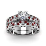Load image into Gallery viewer, heart-cut-antique-filigree-wedding-ring-set-with-ruby-in-white-gold-FDENS3543HTGRUDRANGLE5-NL-WG
