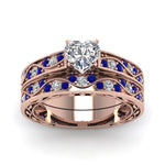 Load image into Gallery viewer, heart-cut-antique-filigree-wedding-ring-set-with-sapphire-in-rose-gold-FDENS3543HTGSABLANGLE5-NL-RG
