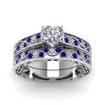 Load image into Gallery viewer, heart-cut-antique-filigree-wedding-ring-set-with-sapphire-in-white-gold-FDENS3543HTGSABLANGLE5-NL-WG
