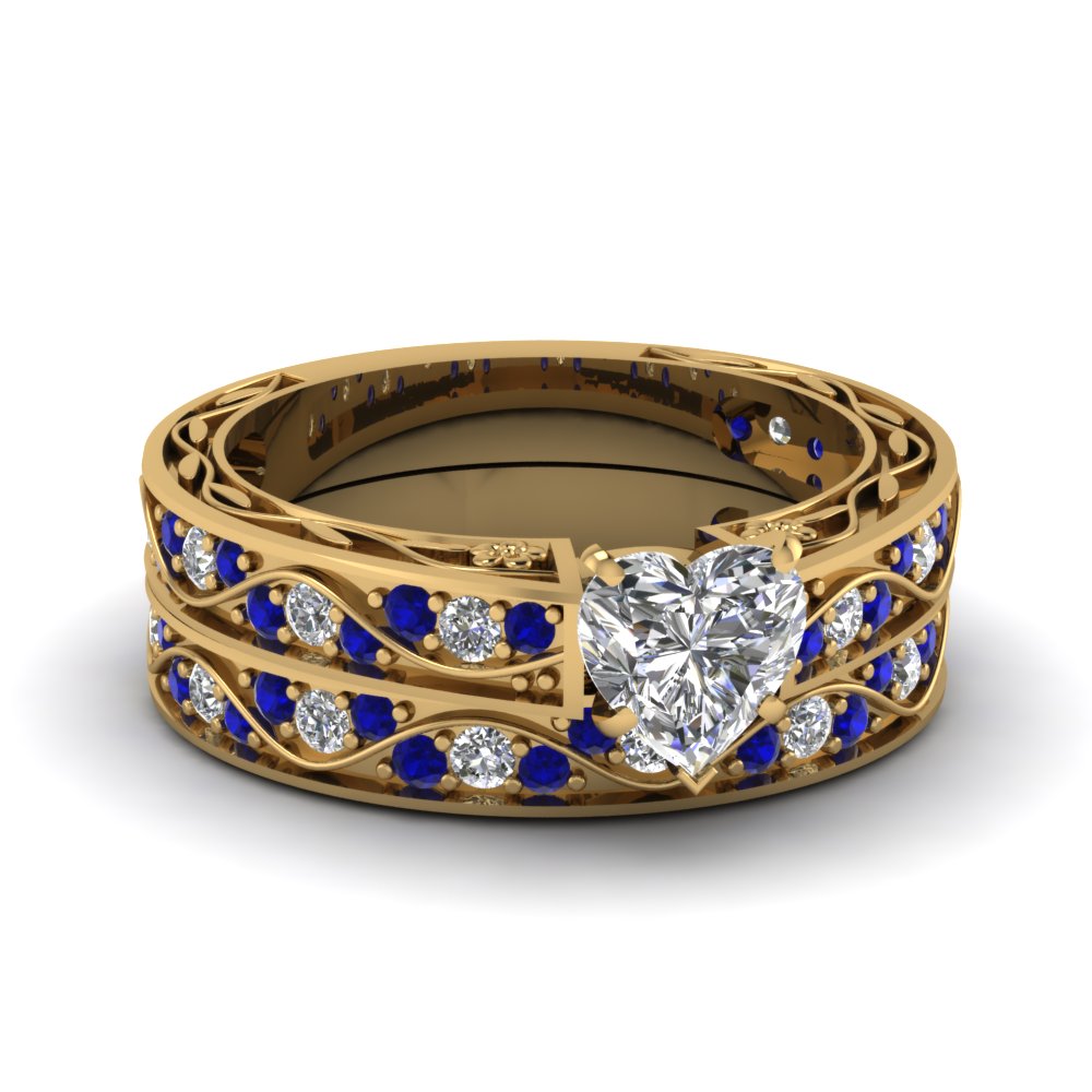 heart-cut-antique-filigree-wedding-ring-set-with-sapphire-in-yellow-gold-FDENS3543HTGSABL-NL-YG