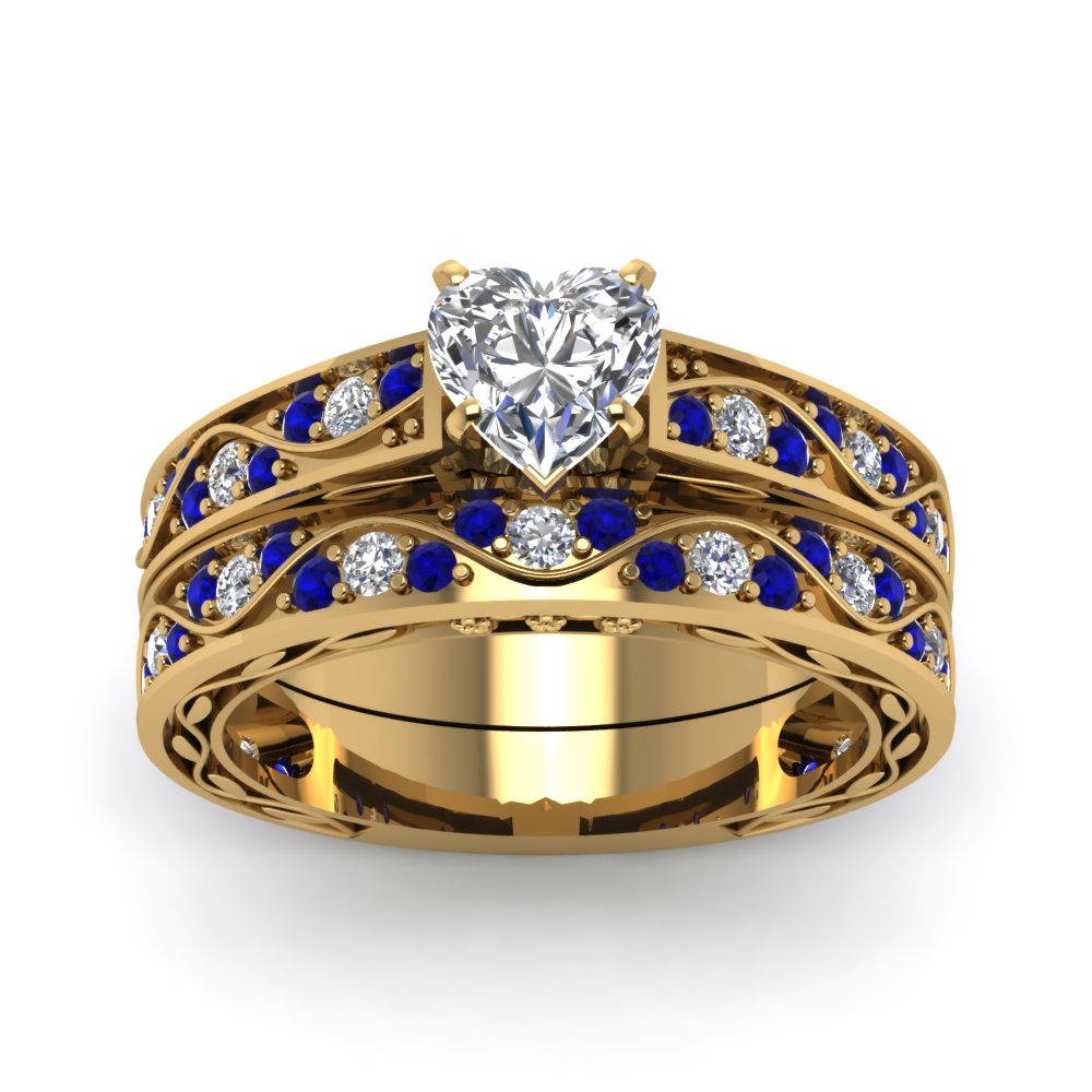heart-cut-antique-filigree-wedding-ring-set-with-sapphire-in-yellow-gold-FDENS3543HTGSABLANGLE5-NL-YG