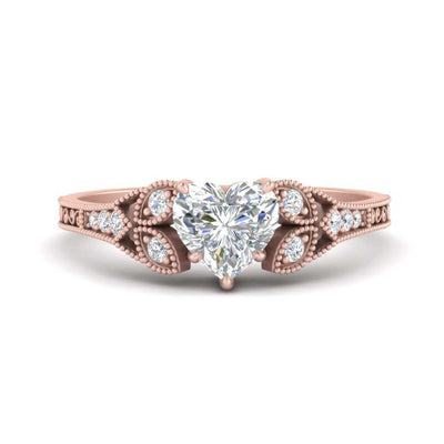 Antique Split Band Heart Shaped Lab Engagement Ring
