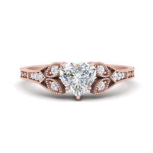 Antique Split Band Heart Shaped Lab Engagement Ring