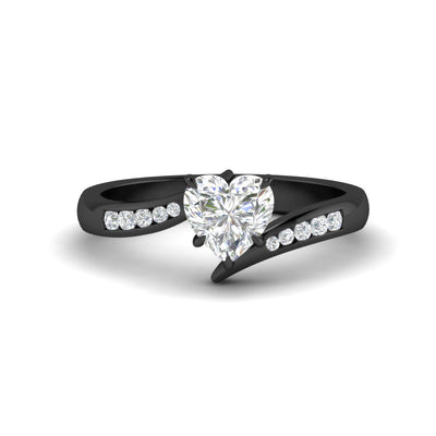 Heart Shaped Channel Set Swirl Diamond Ring
