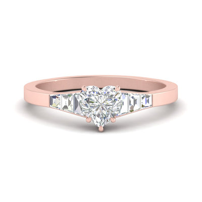 Heart Shaped Trapezoid Lab Created Diamond Ring