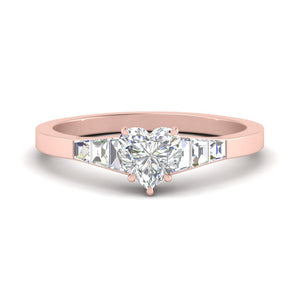 Heart Shaped Trapezoid Lab Created Diamond Ring