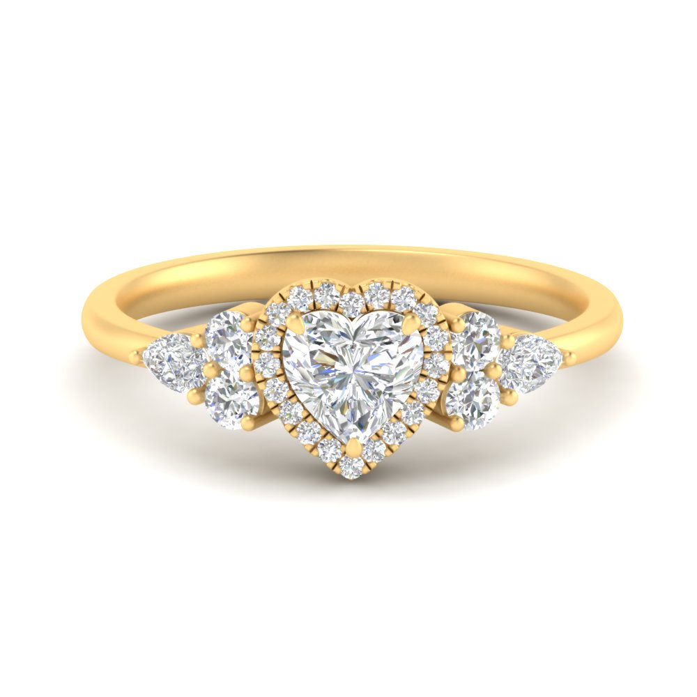 Heart Shape Lab Diamond Halo Ring For Women
